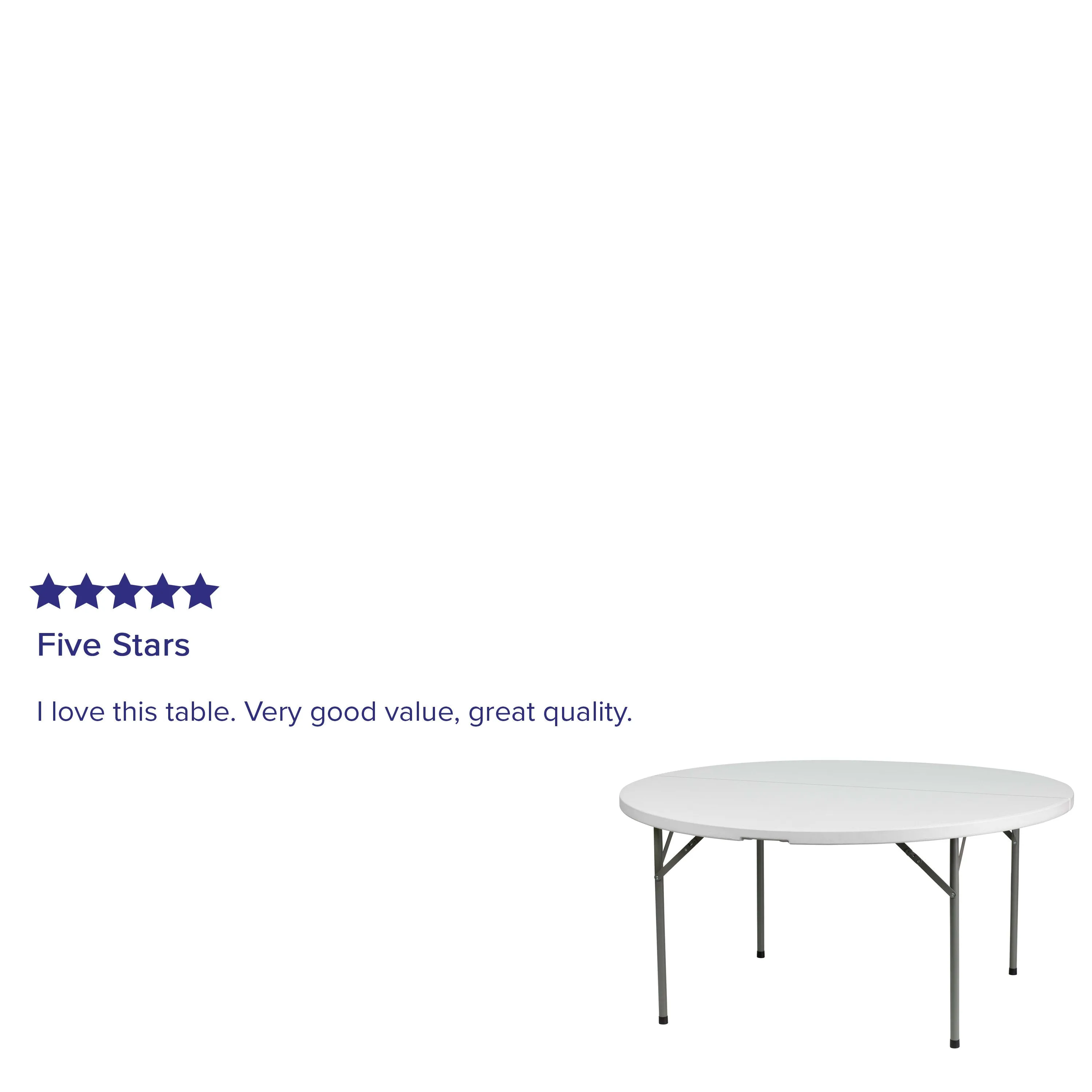 5-Foot Round Plastic Folding Table