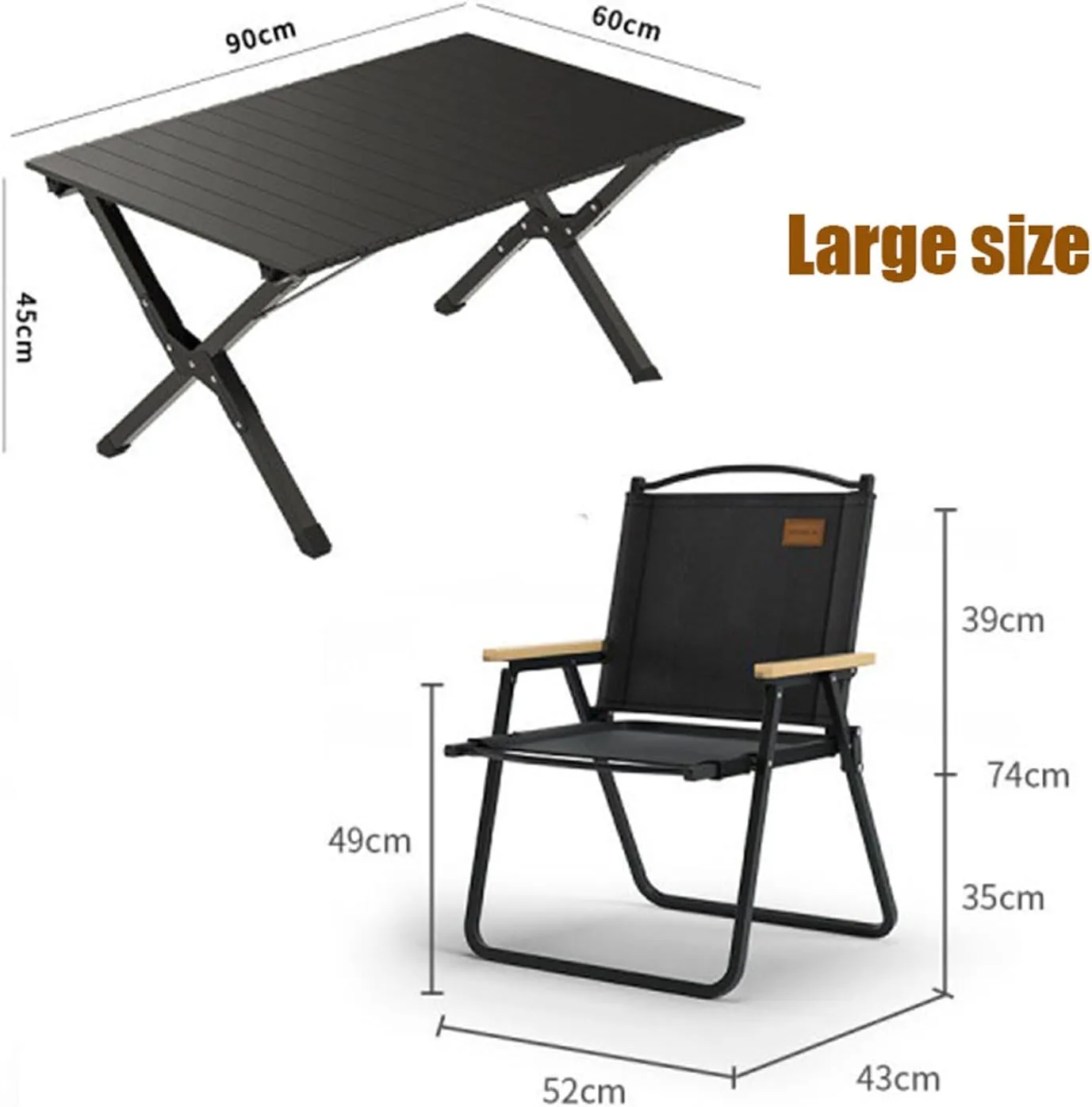 5-pcs Portable Camping Table and Chairs, Folding Aluminum Roll-up Picnic Backpacking Table with Lightweight Lawn Chairs and Carrying Bag, Easy Carrying