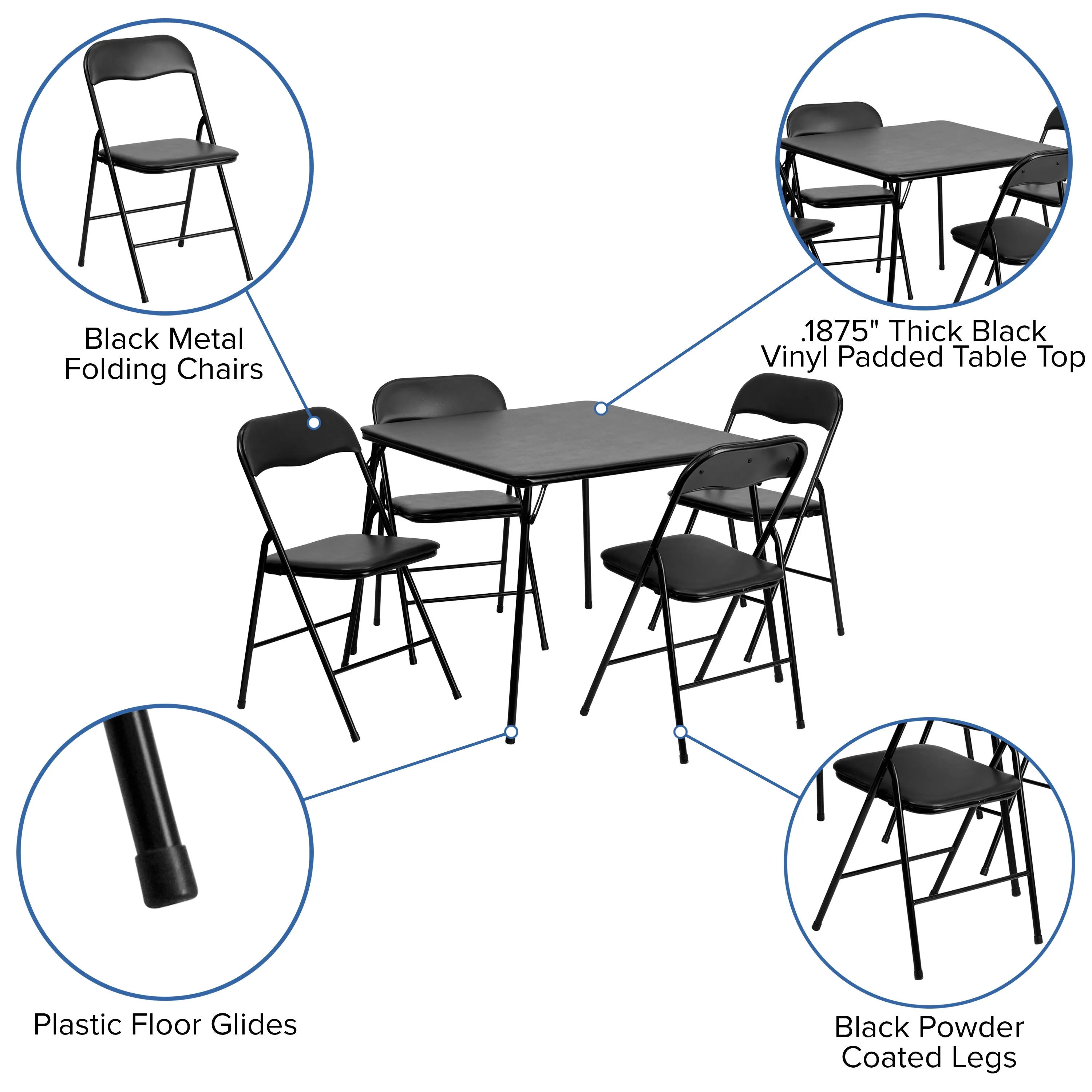 5 Piece Folding Card Table and Chair Set