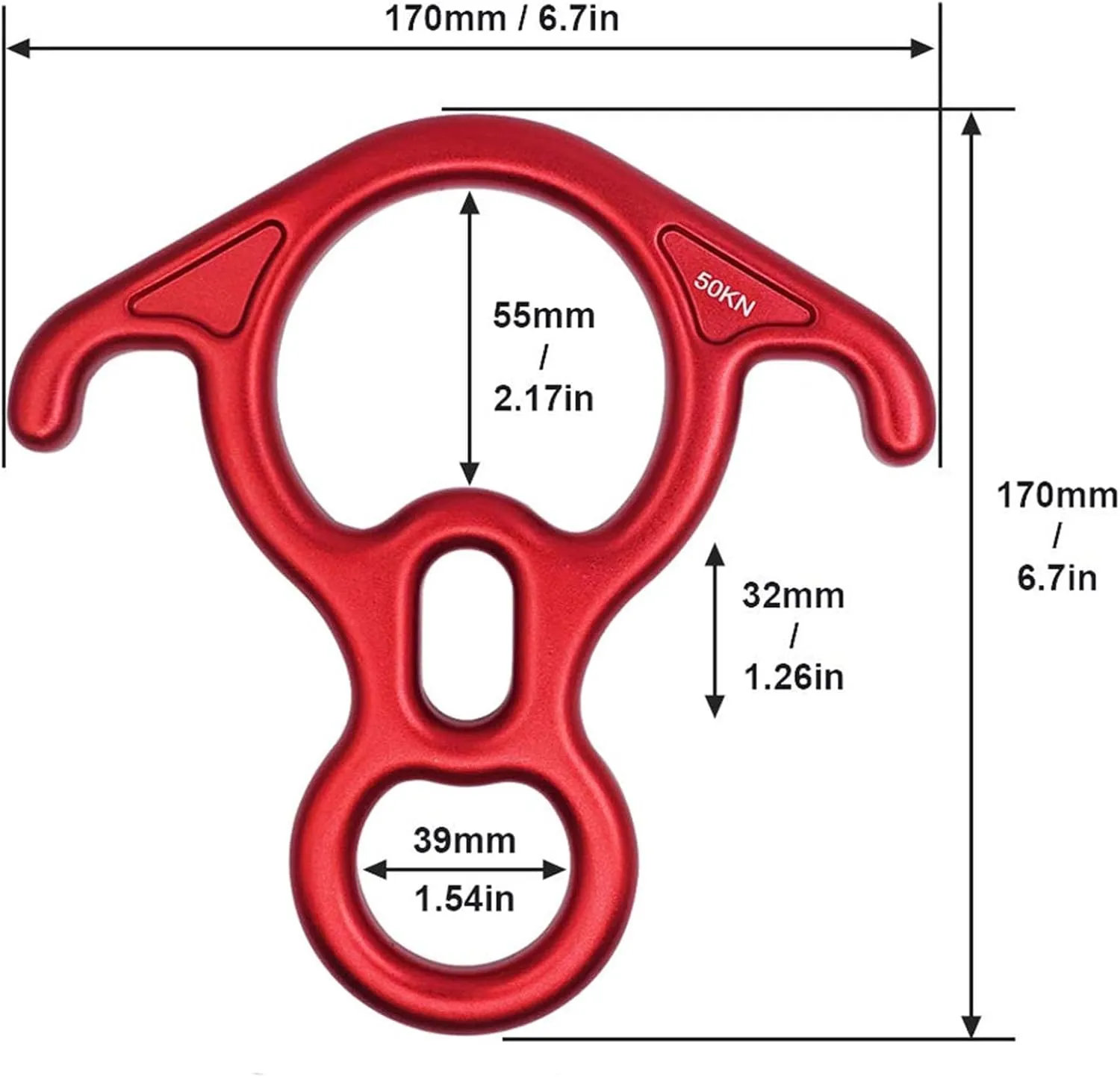 50KN Rescue 8 Descender Climbling Belay Device with Bent Ear for Belaying Rappelling Rock Climbing Peak Rescue Aerial Work