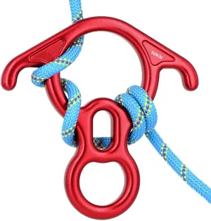 50KN Rescue 8 Descender Climbling Belay Device with Bent Ear for Belaying Rappelling Rock Climbing Peak Rescue Aerial Work