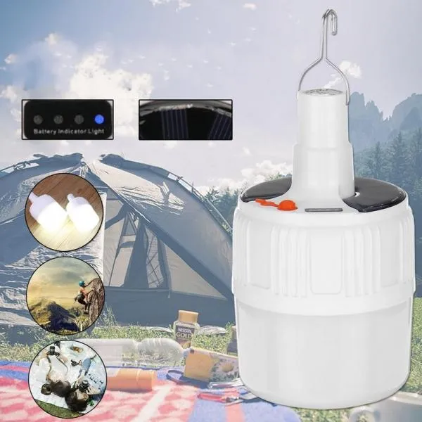 50W Solar LED Rechargeable Bulb Light Multi Mode Night Market Stand Camping Emergency Light with  Remote Control - Large