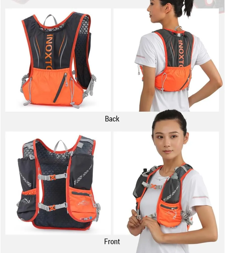 5L Hydration Vest Backpack Water Running Vest Pack with 1pc 1.5L Water Bladder and 2pcs 450ml Soft Water ttles