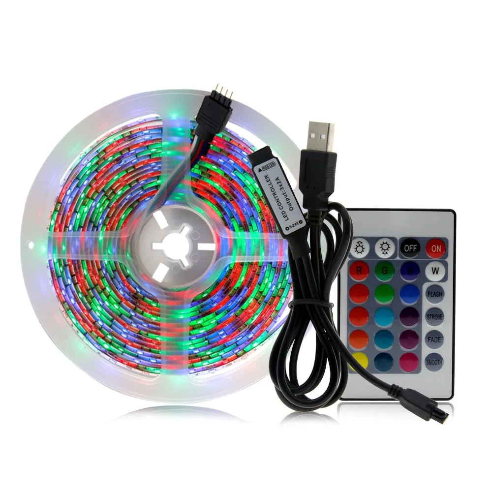 5V LED Strip Light USB 2835 RGB LED Tape 1M 2M 3M Flexible Neon Ribbon for TV Backlight PC Screen Background Lighting