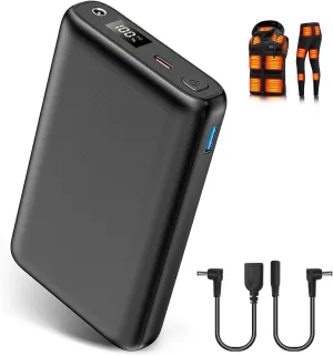 5V/7.4V 30000mAh Heated Vest Battery Pack, Portable Power Bank with USB/DC Port LED Display, Battery Charger for Heated Vest, Jacket, Pants