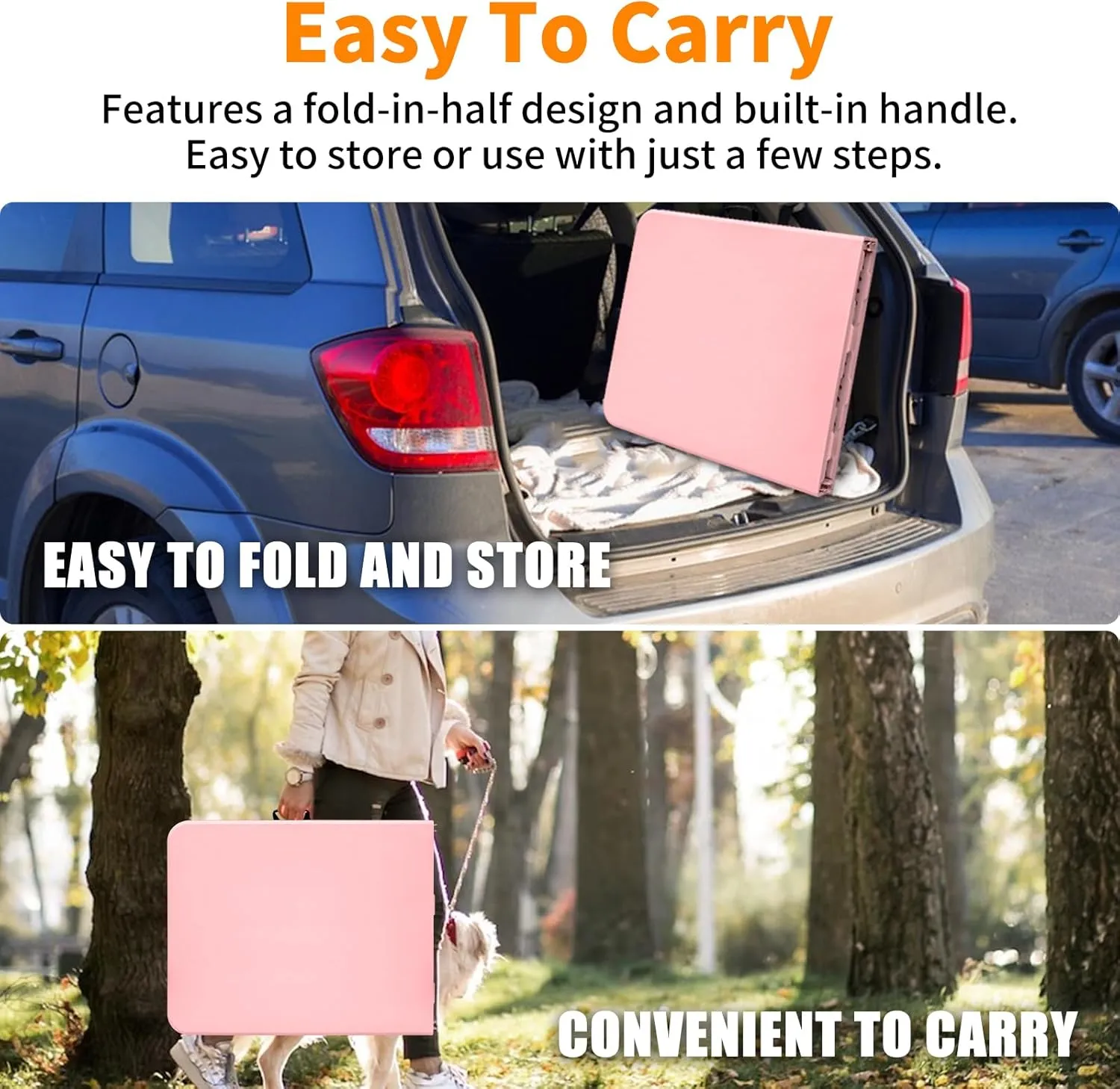 6 Foot Portable Folding Table Large Height Lightweight Indoor Outdoor Picnic Beach Camping Dining Fold Out Table, Iron Utility Table Folding Desk with Carry Handle, Pink