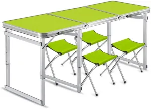 6-Person Portable Folding Table Camping Outdoor Dining Party Table Aluminum Adjustable Table for Camping Hiking Traveling