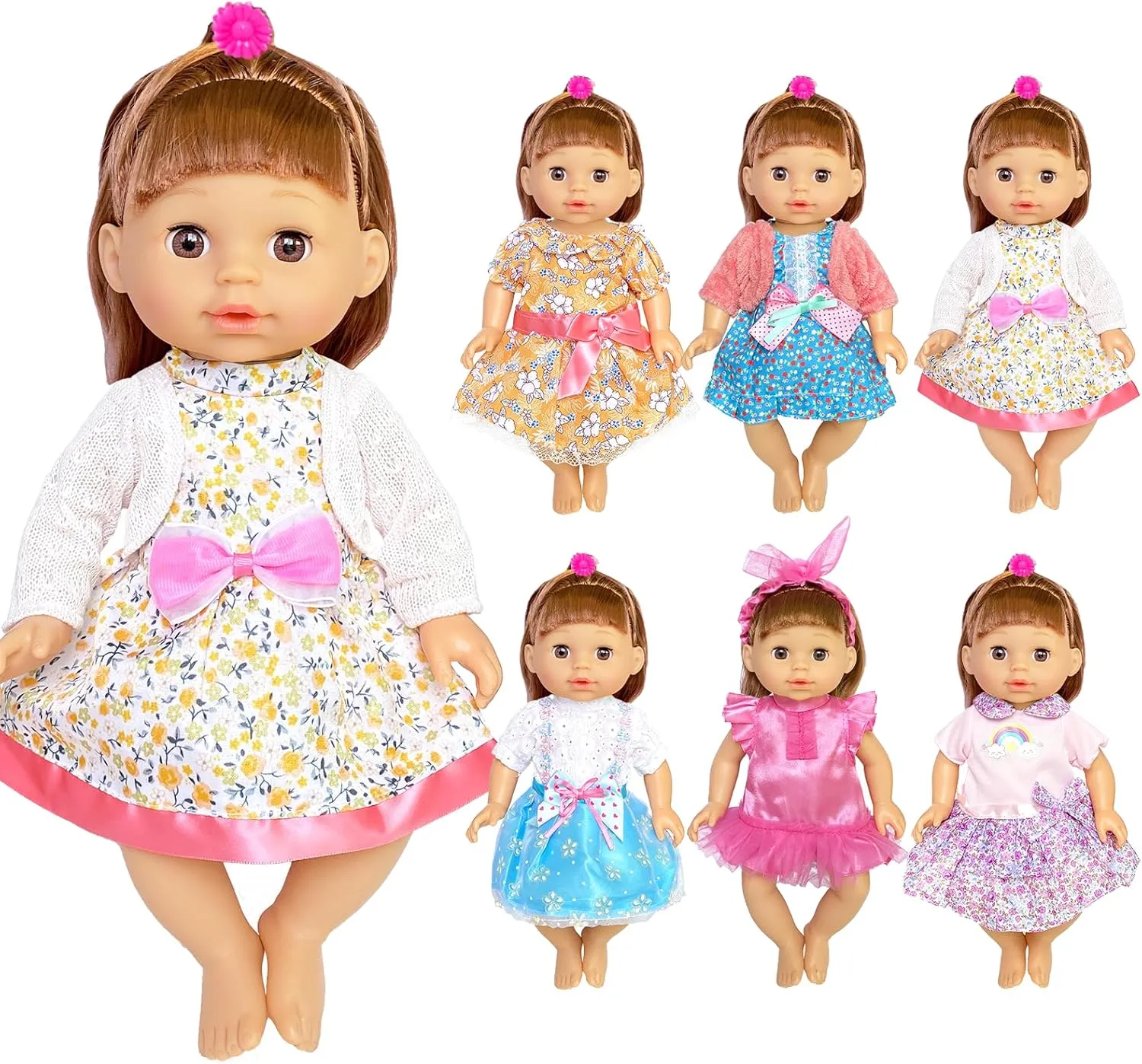 6 Sets Baby Doll Dress for 12-14inch with Doll Accessories