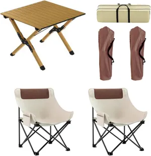 60cm Folding Table with airs, Aluminum Roll-up Camping Table Portable Collapsible airs Lightweight Garden Table for BBQ Camping Outdoors
