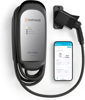 64 Amp Smart EV Charger - Enphase IQ 80, Hardwired, 15.4kW Power, 240V, Wi-Fi Connected, Safety Certified, 25ft Cable & Ruggedized J1772 Connector