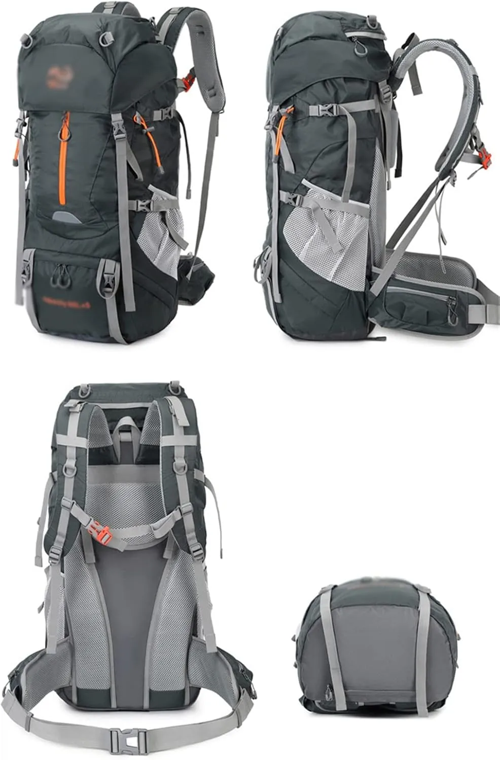 65L Mountaineering Bag Hiking Mountaineering Bag Outdoor Camping Backpack with Rain Cover(E)