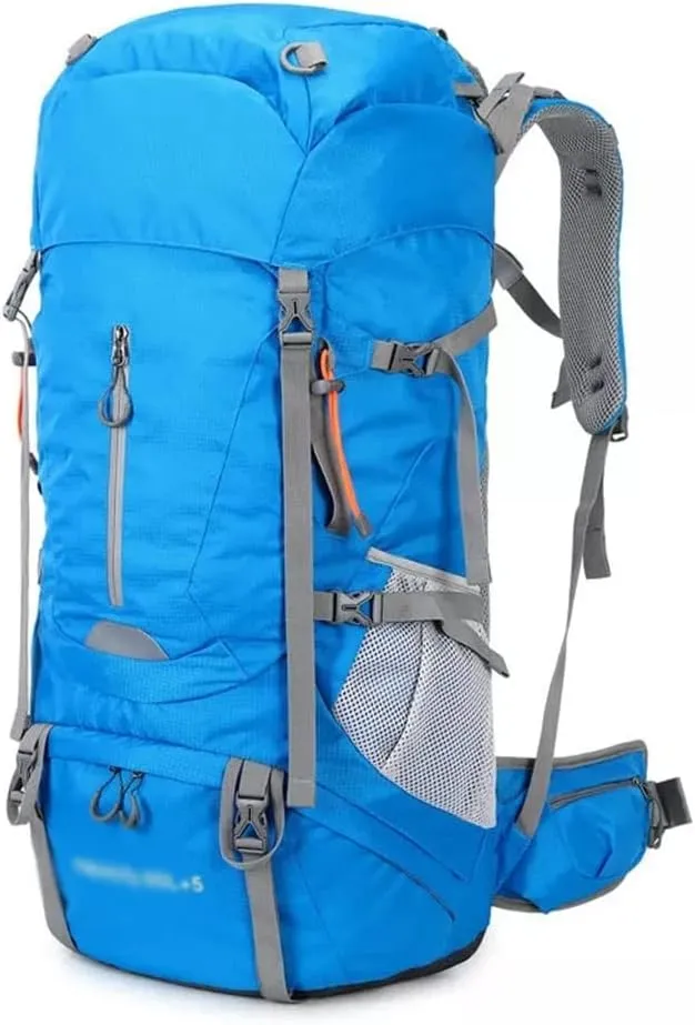 65L Mountaineering Bag Hiking Mountaineering Bag Outdoor Camping Backpack with Rain Cover(E)