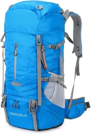 65L Mountaineering Bag Hiking Mountaineering Bag Outdoor Camping Backpack with Rain Cover(E)