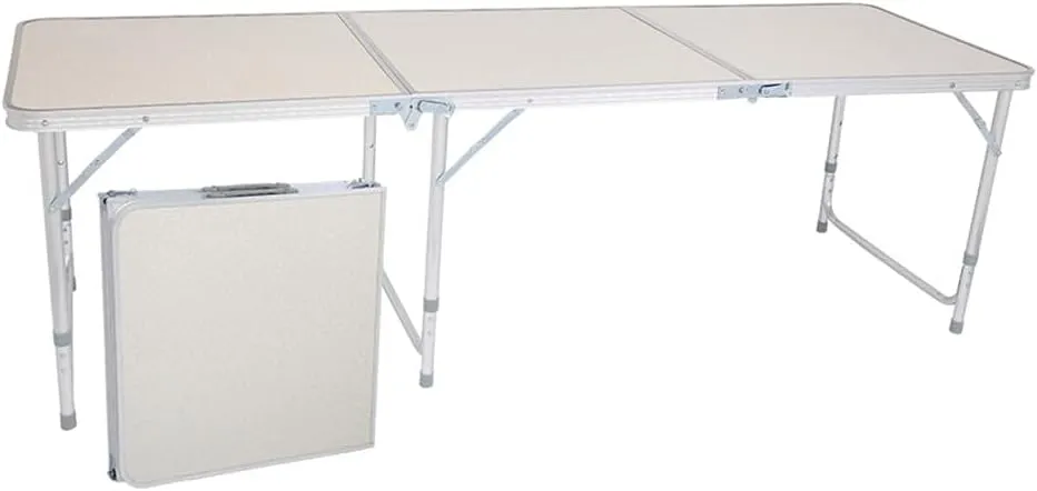 6ft Folding Table Fold in Half with Handle Multipurpose Picnic Camping Table Lightweight Adjustable Portable Folding Aluminum Camp Table with Carry Handle