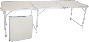 6ft Folding Table Fold in Half with Handle Multipurpose Picnic Camping Table Lightweight Adjustable Portable Folding Aluminum Camp Table with Carry Handle