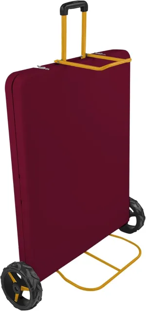 6Ft Rolling Folding Table with Built-in Wheels, Durable Plastic, Team Colors, Easy to Carry, Perfect for Camping, Picnic, Tailgating, Party, Indoor/Outdoor Use (Single Table, Dark Red & Dark Yellow)