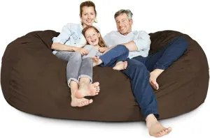 7 Ft Brown Color Giant Bean Bag Chair with Filler Included | Comfortable, Ultra-Soft & Long-Lasting, Durable Double Stitching Removable Zipper Closure Cover