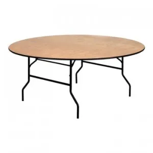 72'' ROUND WOOD FOLDING BANQUET TABLE WITH CLEAR COATED FINISHED TOP [YT-WRFT72-TBL-GG]