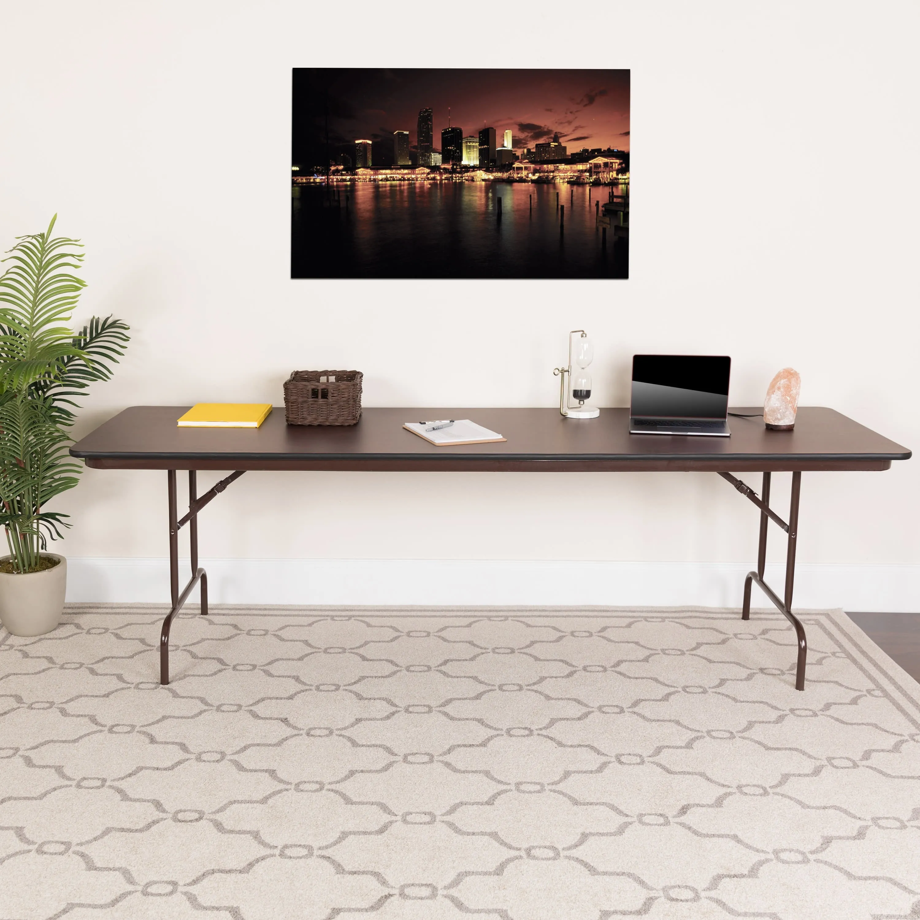 8-Foot Mahogany Melamine Laminate Folding Banquet Table