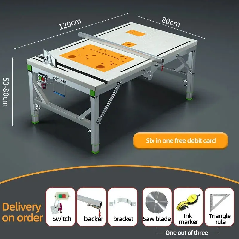 80*120DIY Folding Lifting Work Saw Multifunctional Woodworking Table Mini Table Saw Electric Woodworking Saw Table For Carpentry