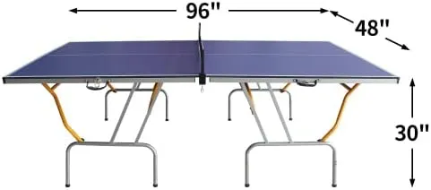 8ft/9ft Mid-Size Table Tennis Table Foldable & Portable Ping Pong Table Set for Indoor Games with Net, 2 Table Tennis Paddles and 3 Balls