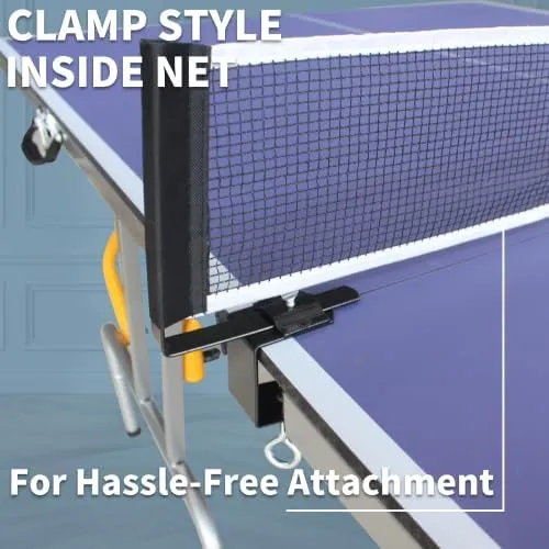 8ft/9ft Mid-Size Table Tennis Table Foldable & Portable Ping Pong Table Set for Indoor Games with Net, 2 Table Tennis Paddles and 3 Balls