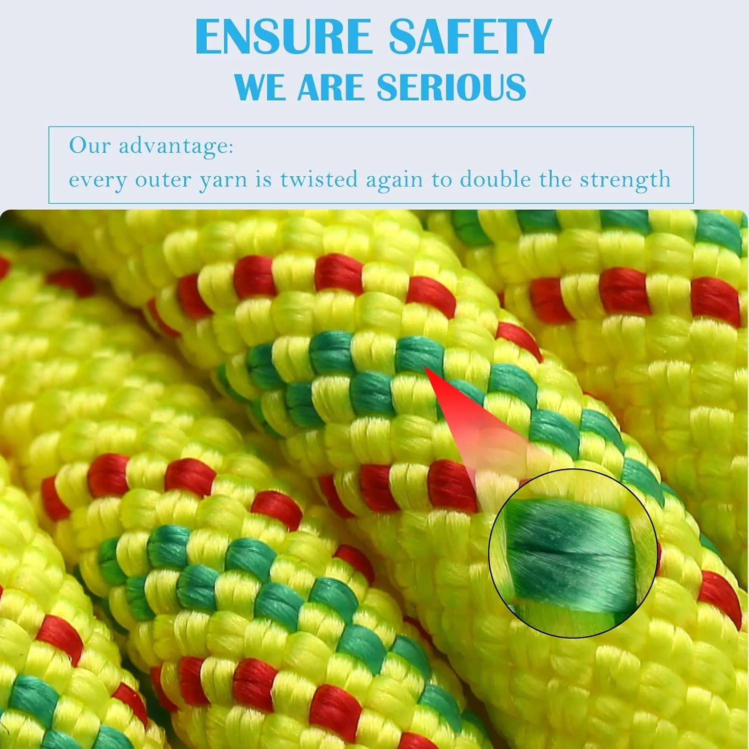 8MM Climbing Rope, 32ft/65ft/98ft/165ft/246ft High Strength Outdoor Safety Static Rock Climbing Rope, Escape Rope, Rappelling Rope, Fire Rescue Parachute Rope