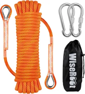 8mm Static Climbing Rope: Heavy Duty Outdoor Rock Climbing Rope for Arborist Tree Work, Rescue, Camping & Hiking, (10m/32ft, 20m/64ft, 30m/96ft) Orange/Black