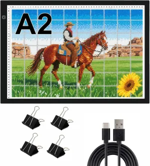 A2 Extra Large Tracing LED Light Pad Kits for Diamond Art, Sketching, Painting - Adjustable Brightness, Sketching, Tracing - USB Powered DIY Diamond Art Light Box - No mesh No dot