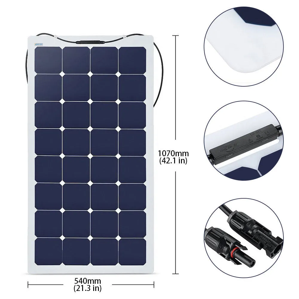 ACOPOWER 110W 12V Flexible Solar Panel Kit, With 20A PWM Charge Controller