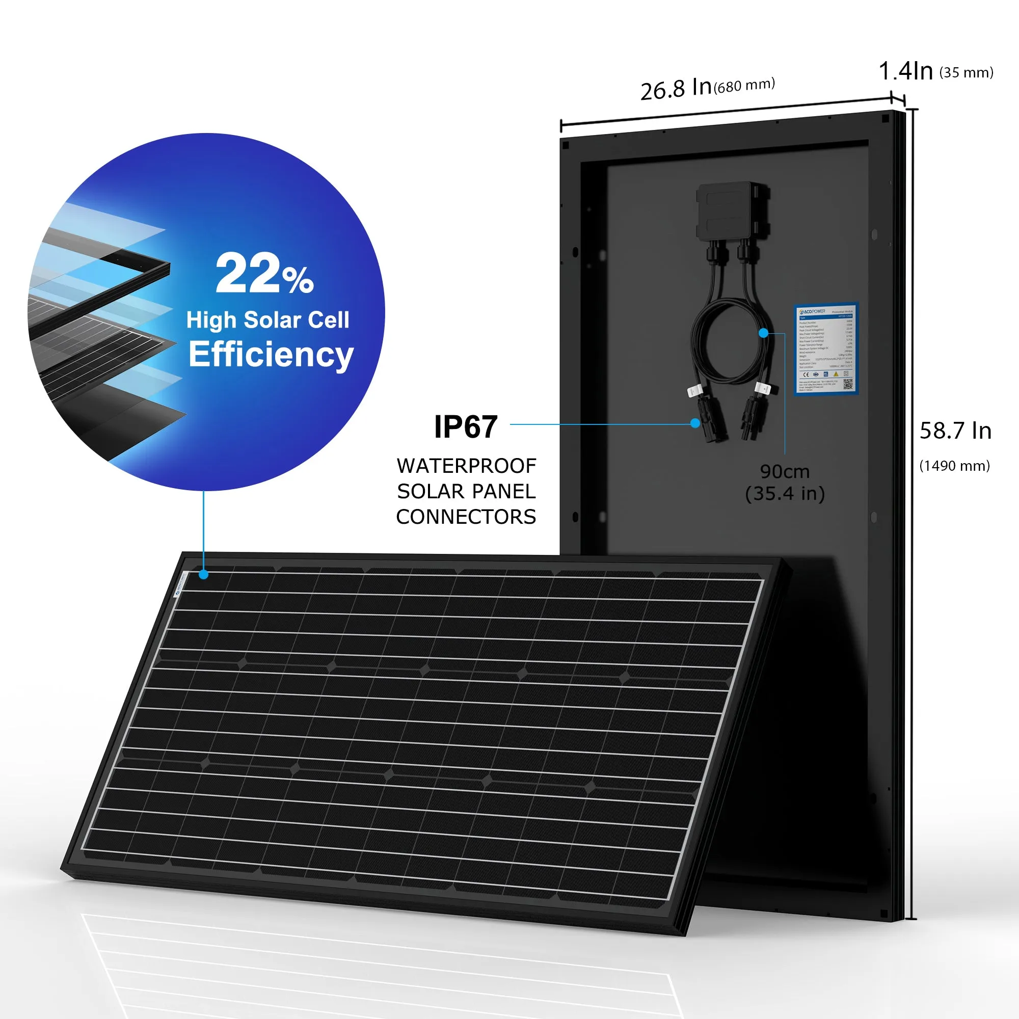 ACOPOWER 200W 12V Monocrystalline For Water Pumps, Residential