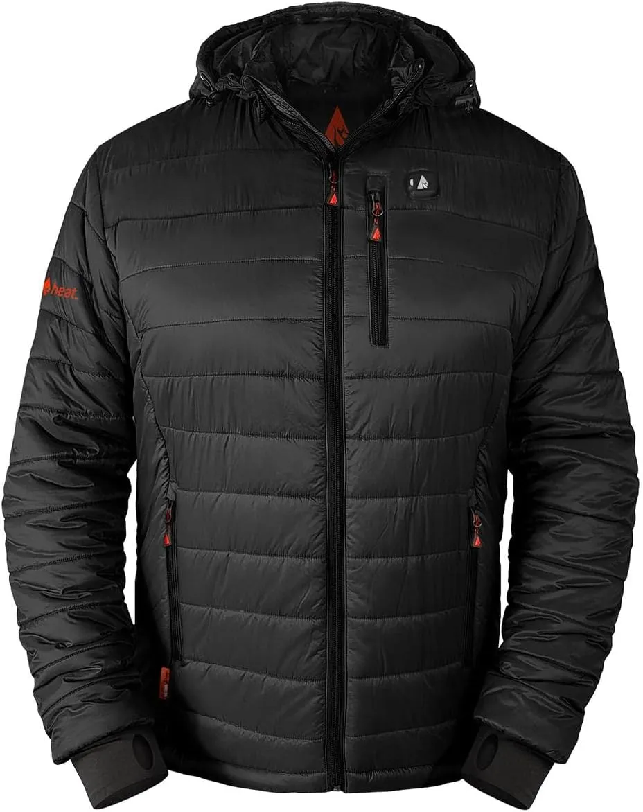 ActionHeat Men's 5V Insulated Heated Jacket with Detachable Hood, Battery Pack