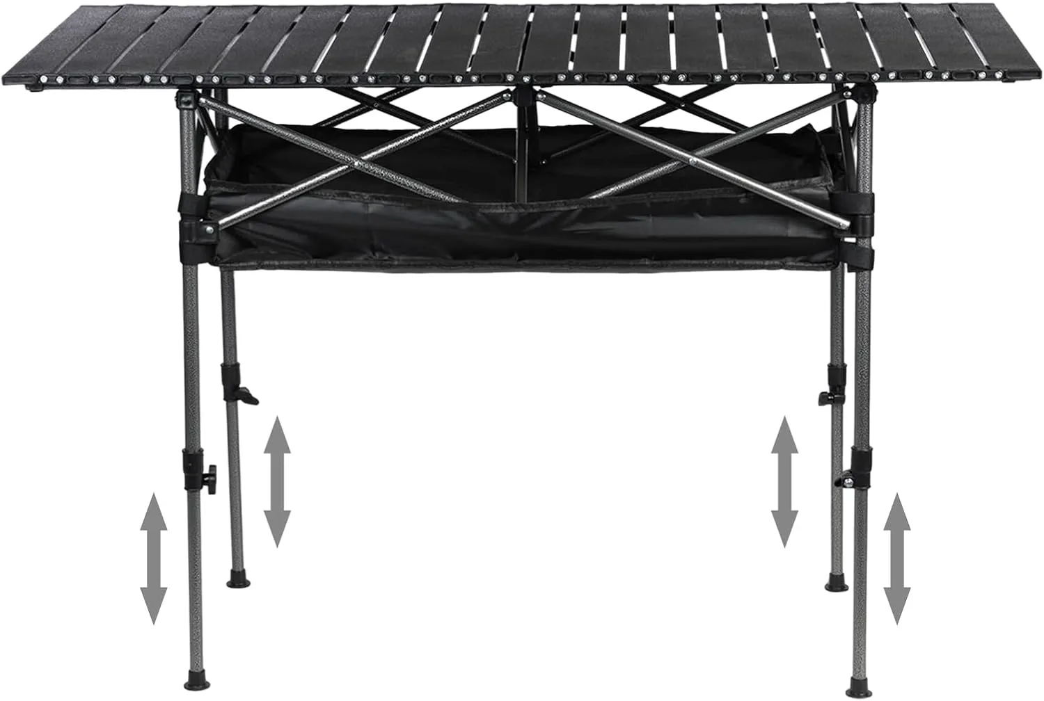 Adjustable Height Camping Table, Folding Camping Table with Large Storage and Carrying Bags Heavy-Duty Roll-Top Table for Camping, Collapsible Picnic Table 47(L) x22(W) 120cm