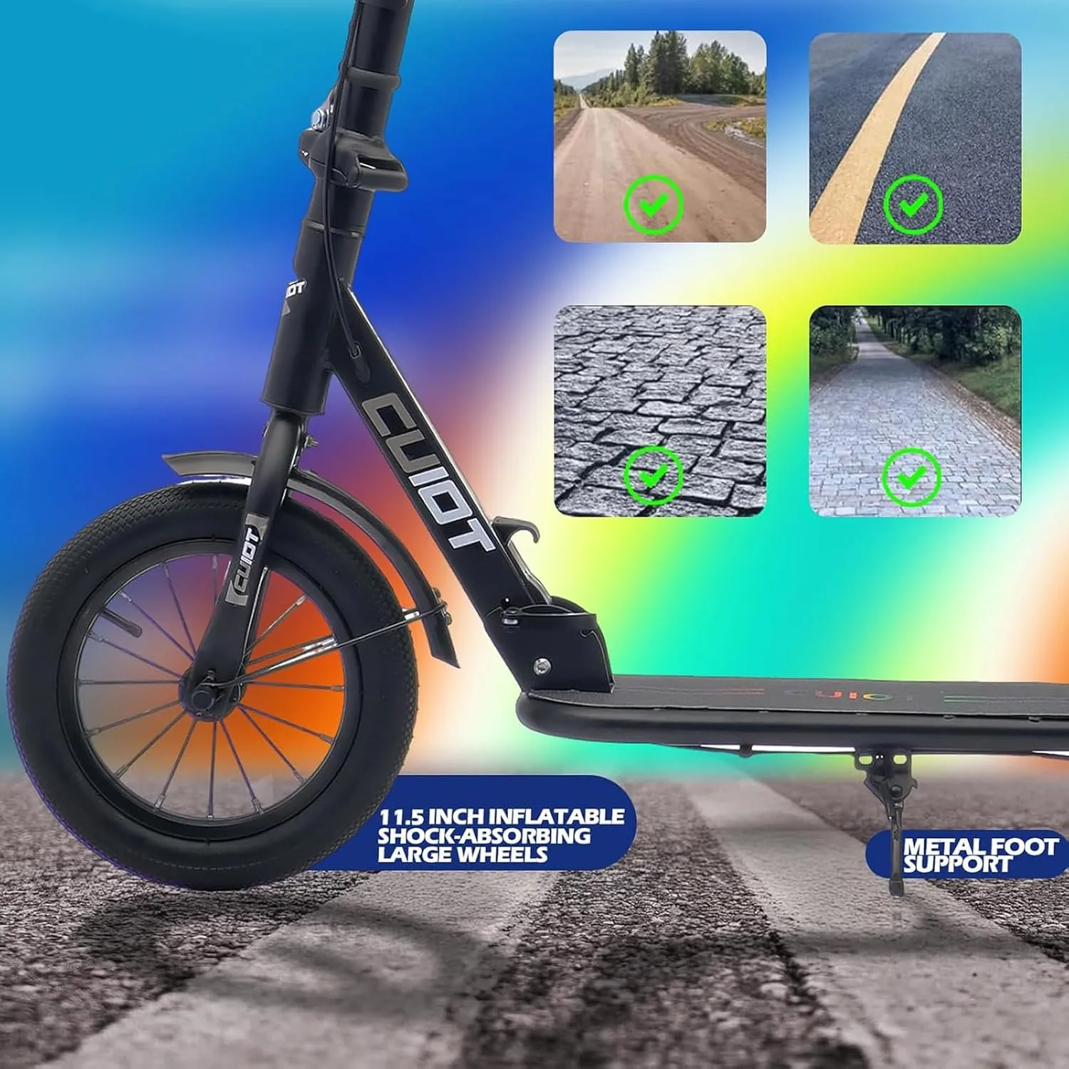 Adult Scooter for XXL Big Wheels, Folding Commuter Kick Scooter for Adults & Teens, Adjustable Heigh, Lightweight Sports Commuter Scooter for Kids Tenns Adults, 4 Adjustable Levels.
