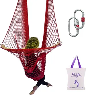 Aerial Net for Aerial Yoga,Acrobtic Circus,Children Hammock - Fun (Red)
