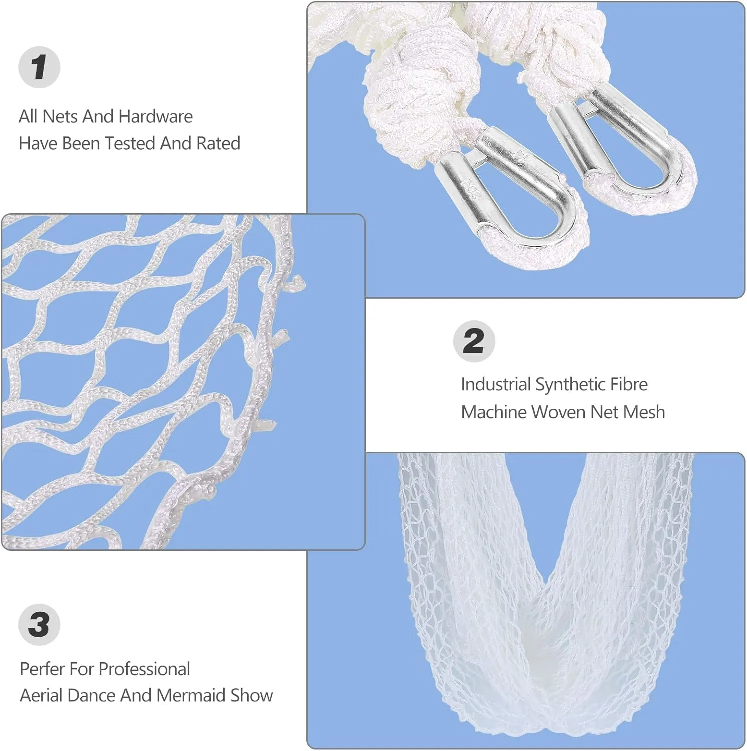 Aerial Net for Aerial Yoga,Acrobtic Circus,Children Hammock - Fun (White 2)