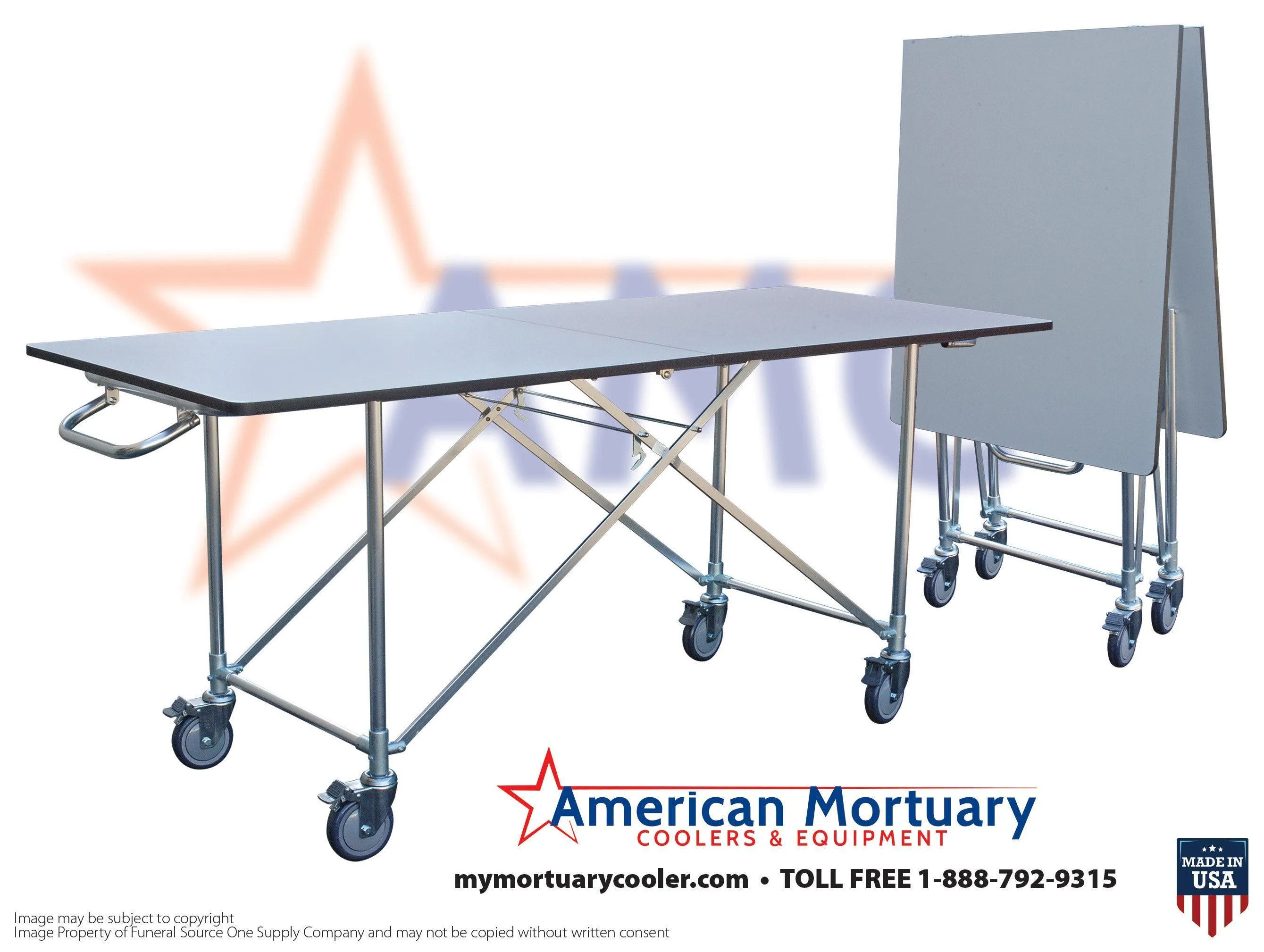 Affordable Mortuary Bundle: Hydraulic Embalming Table & Folding Prep Table - American-Made, Reliable Funeral Equipment