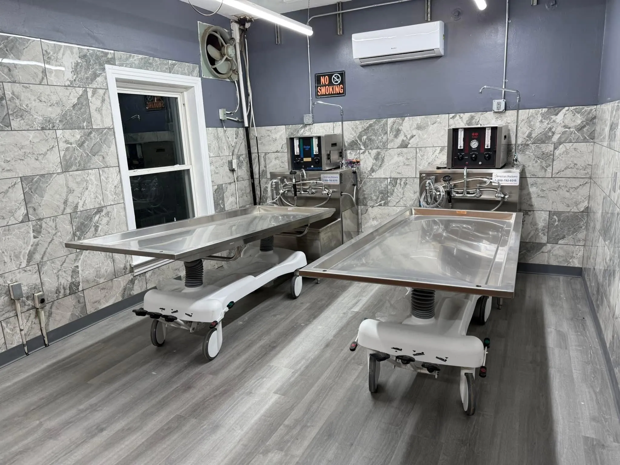 Affordable Mortuary Bundle: Hydraulic Embalming Table & Folding Prep Table - American-Made, Reliable Funeral Equipment
