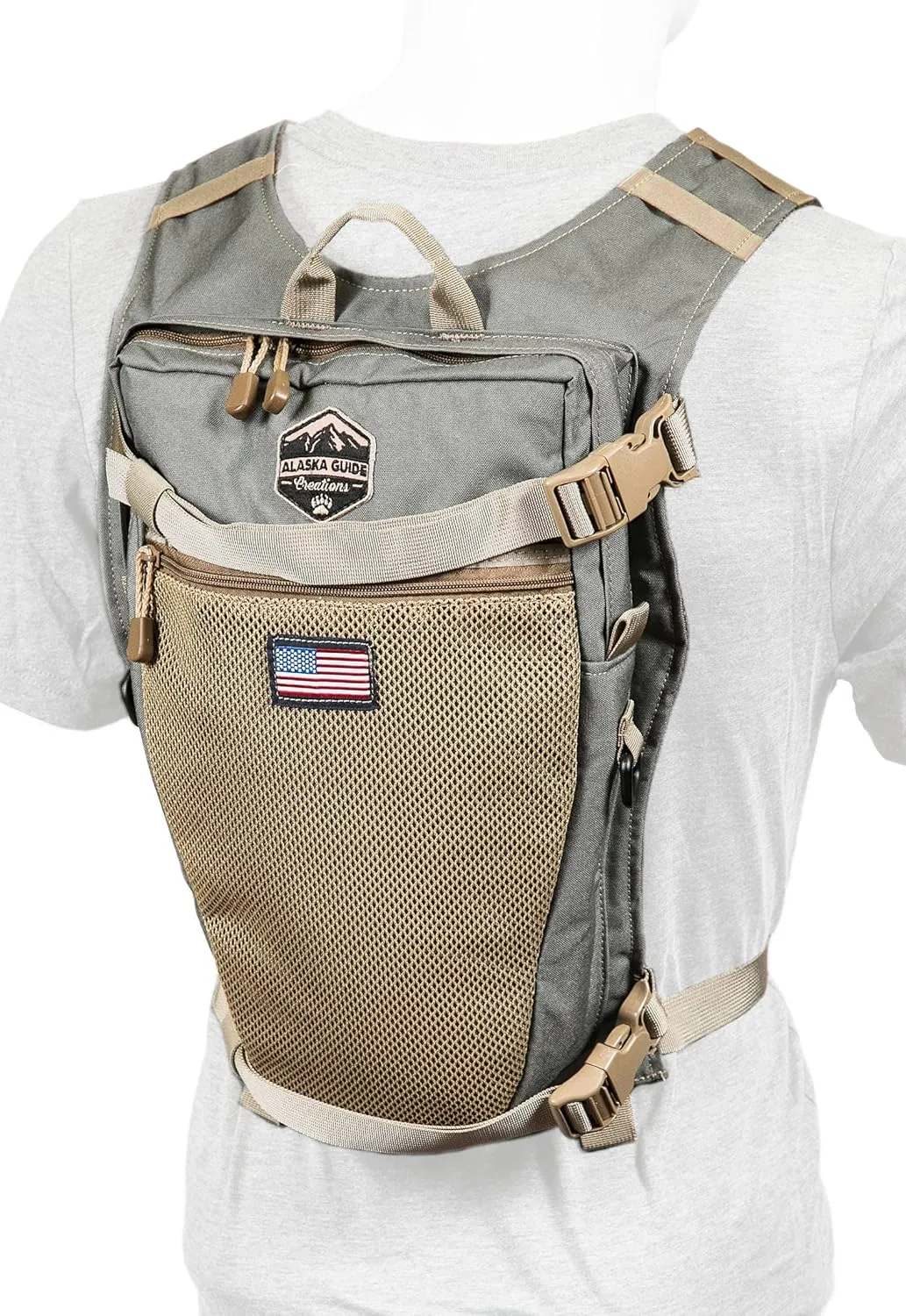 Alaska Guide Creations Stalker Camo Hydration Pack | Fits The 3L AGC Bladder | Binocular Harness Scouting Backpack (Foliage)