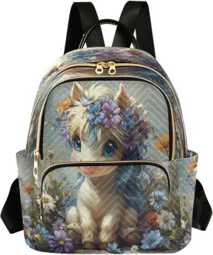 ALAZA Cute Pony Horse Mini Backpack Purse for Women Travel Bag Lightweight Shoulder Bag Fashion Daypack