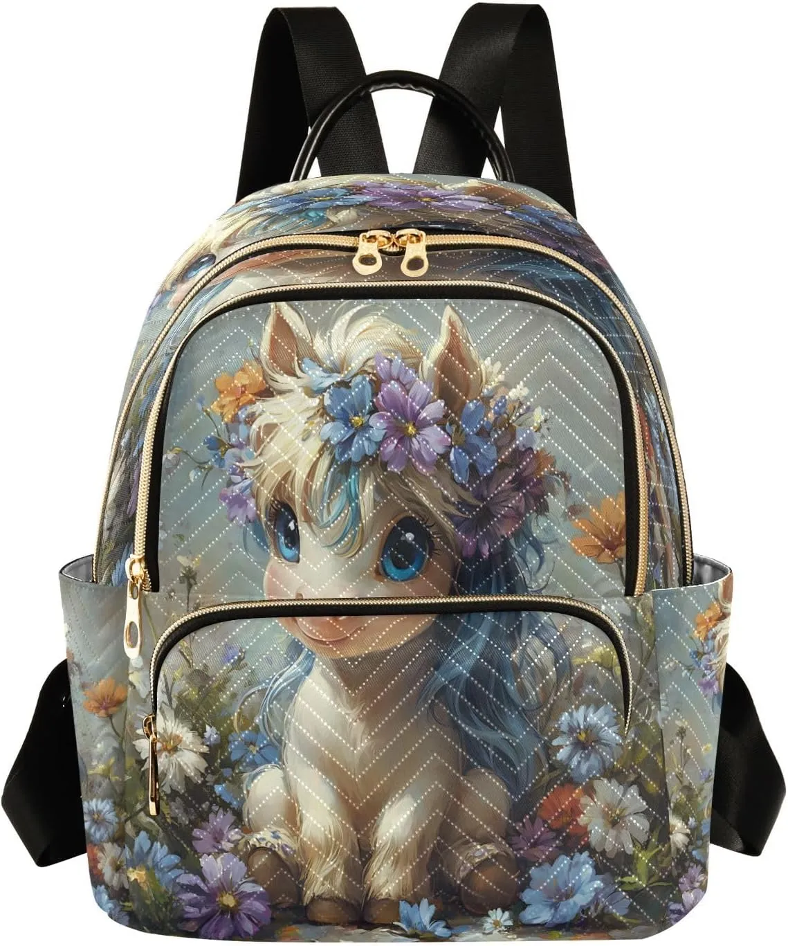 ALAZA Cute Pony Horse Mini Backpack Purse for Women Travel Bag Lightweight Shoulder Bag Fashion Daypack