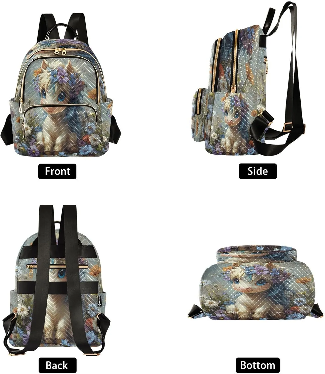 ALAZA Cute Pony Horse Mini Backpack Purse for Women Travel Bag Lightweight Shoulder Bag Fashion Daypack