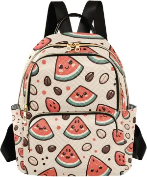 ALAZA Cute Watermelon Seeds Small Backpack Purse for Women Travel Bag Lightweight Shoulder Bag Fashion Daypack