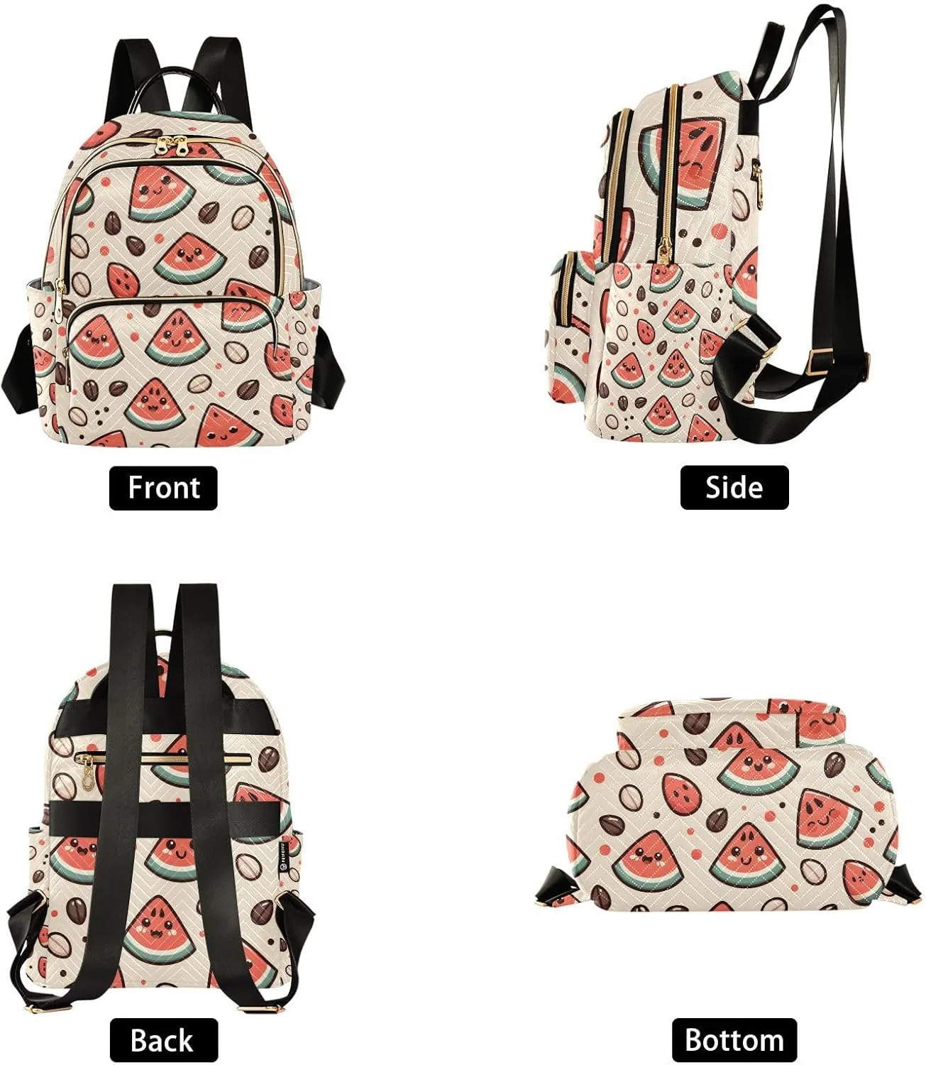 ALAZA Cute Watermelon Seeds Small Backpack Purse for Women Travel Bag Lightweight Shoulder Bag Fashion Daypack