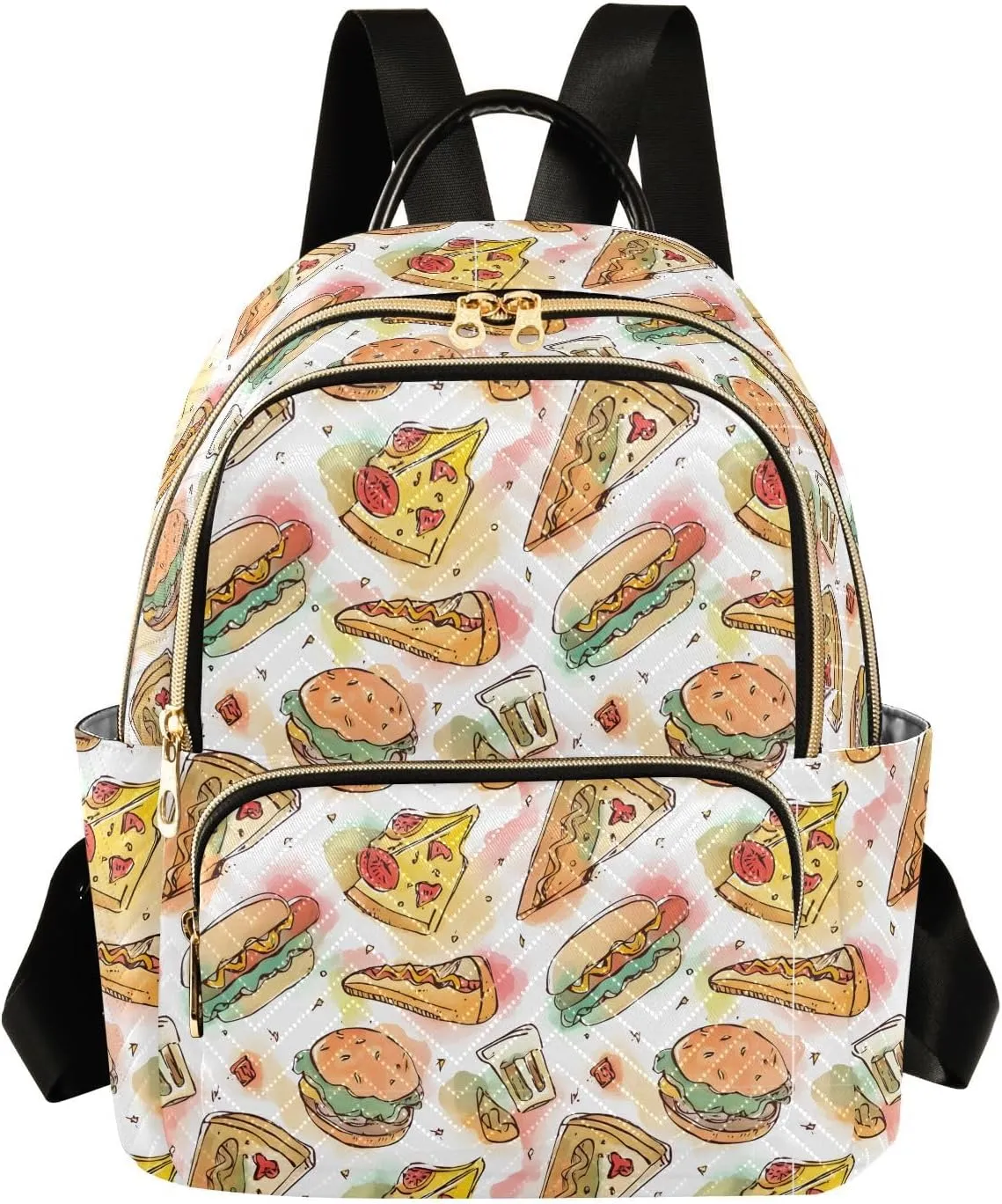 ALAZA Mini Backpack for Women Cute Pizza Slices Hamburger Travel Backpack Purse for Ladies Handbag Shoulder Bag Casual Daypack, M