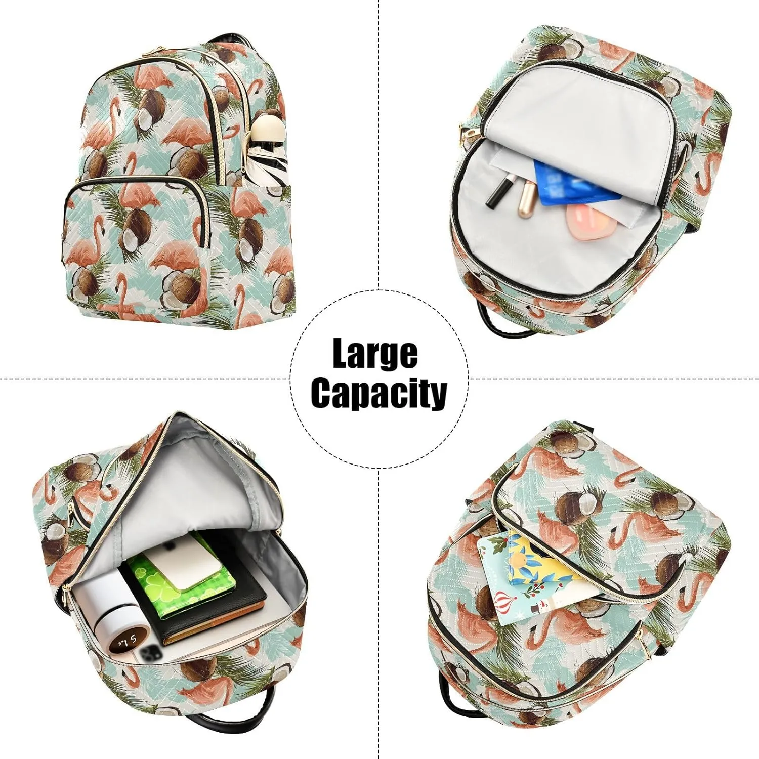 ALAZA Mini Backpack for Women Flamingo Coconut Travel Backpack Purse for Ladies Handbag Shoulder Bag Casual Daypack, M