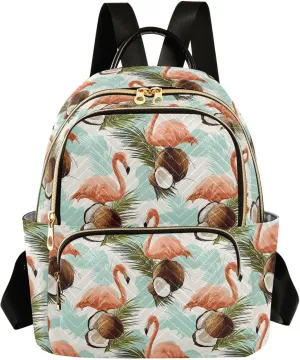 ALAZA Mini Backpack for Women Flamingo Coconut Travel Backpack Purse for Ladies Handbag Shoulder Bag Casual Daypack, M