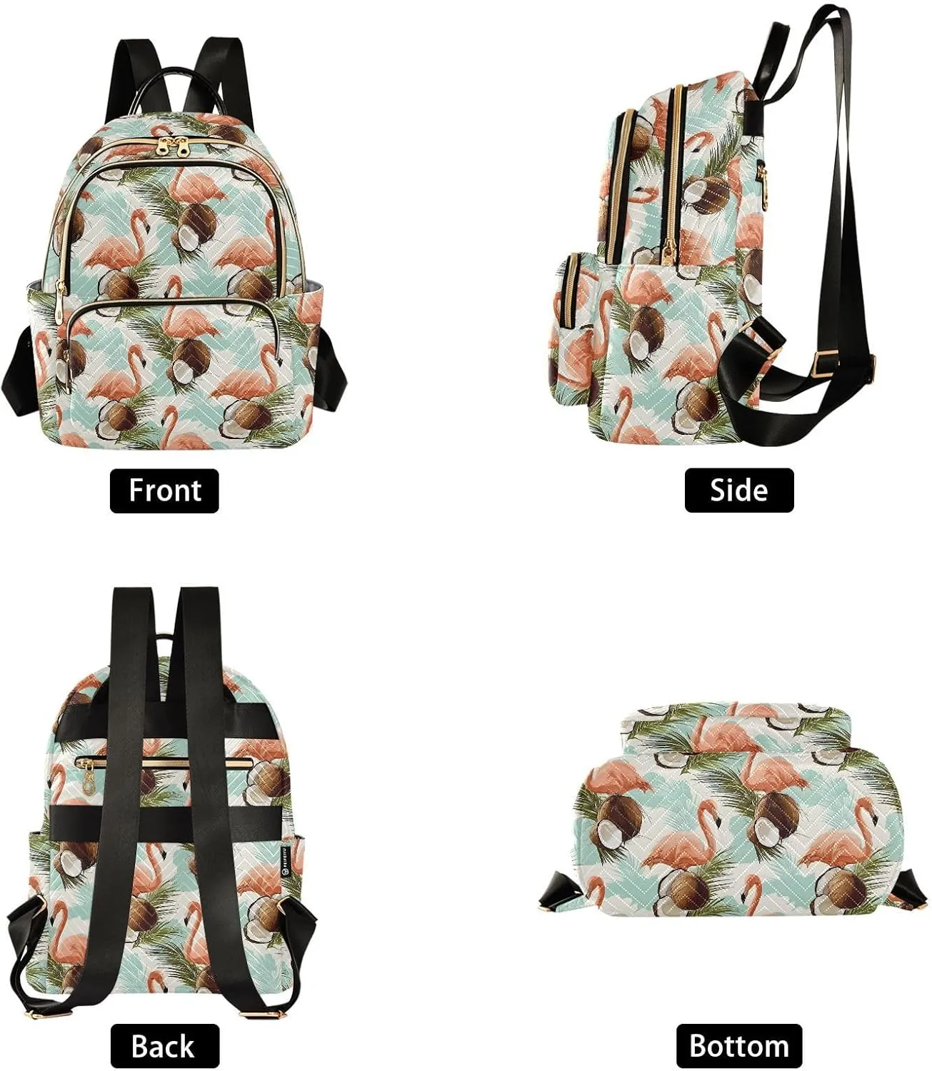 ALAZA Mini Backpack for Women Flamingo Coconut Travel Backpack Purse for Ladies Handbag Shoulder Bag Casual Daypack, M