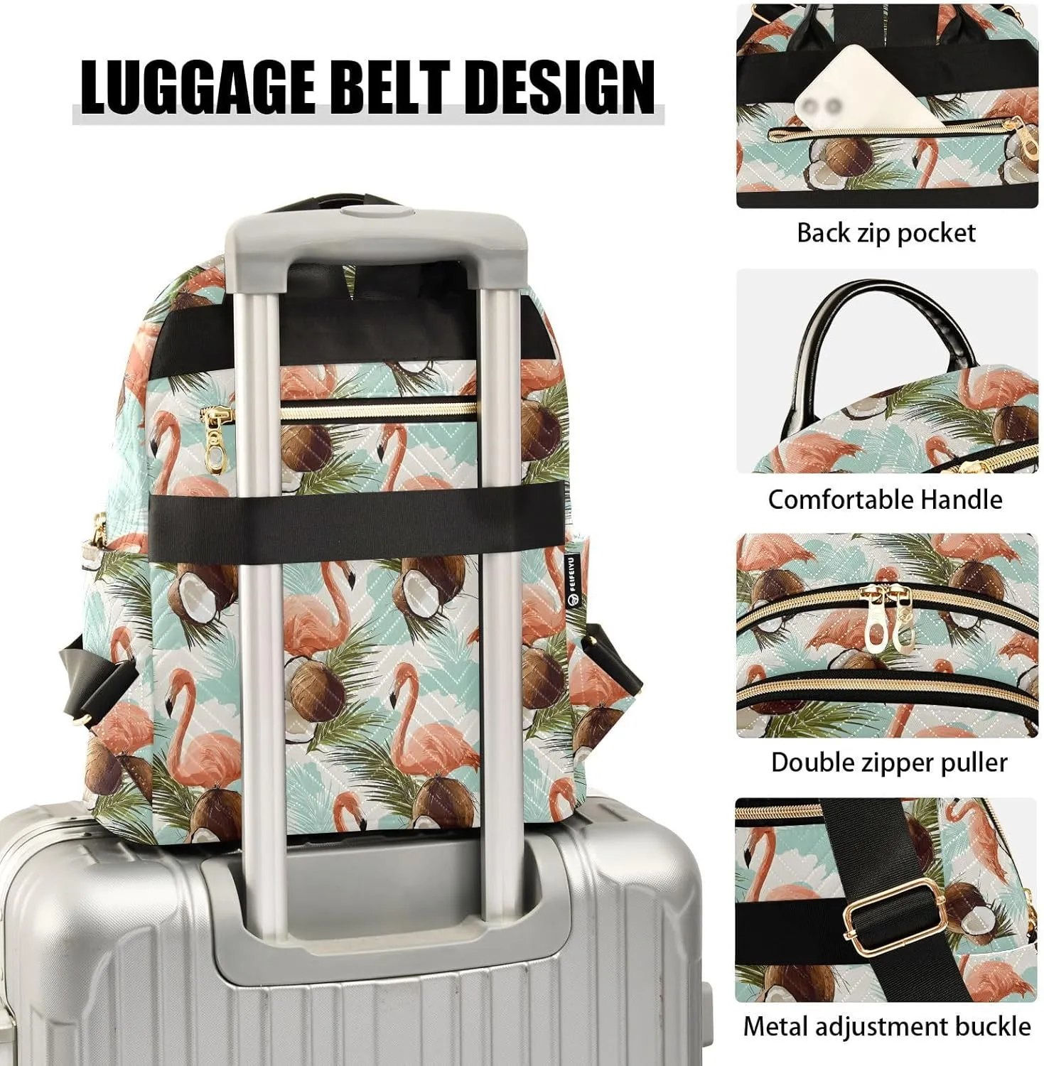 ALAZA Mini Backpack for Women Flamingo Coconut Travel Backpack Purse for Ladies Handbag Shoulder Bag Casual Daypack, M