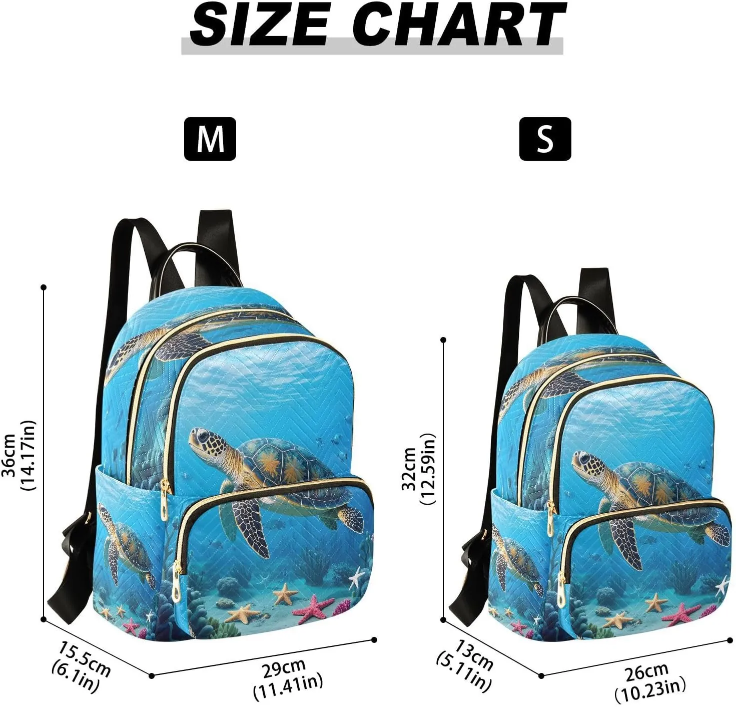 ALAZA Turtle Seabed Sea Small Backpack for Women Fashion Backpack Purse Lightweight Casual Daypack Back Pack Travel Bag, S